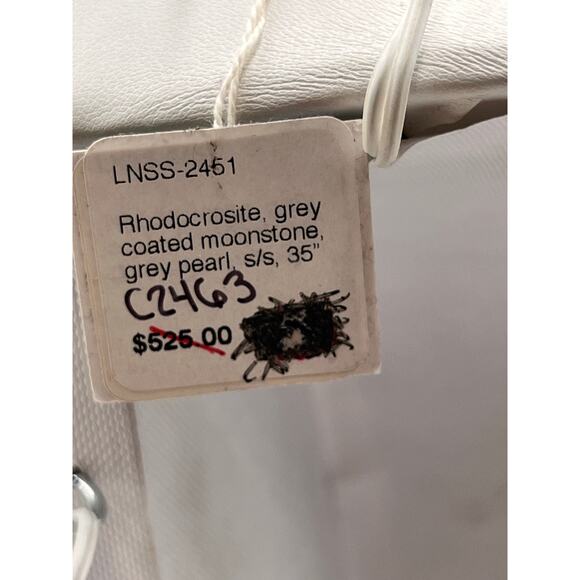 Margo Morrison Rhodochrosite Grey Coated Moonstone and Pearl Crystal Necklace - Picture 12 of 14